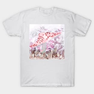Ladybug Mushroom Negative Painting T-Shirt